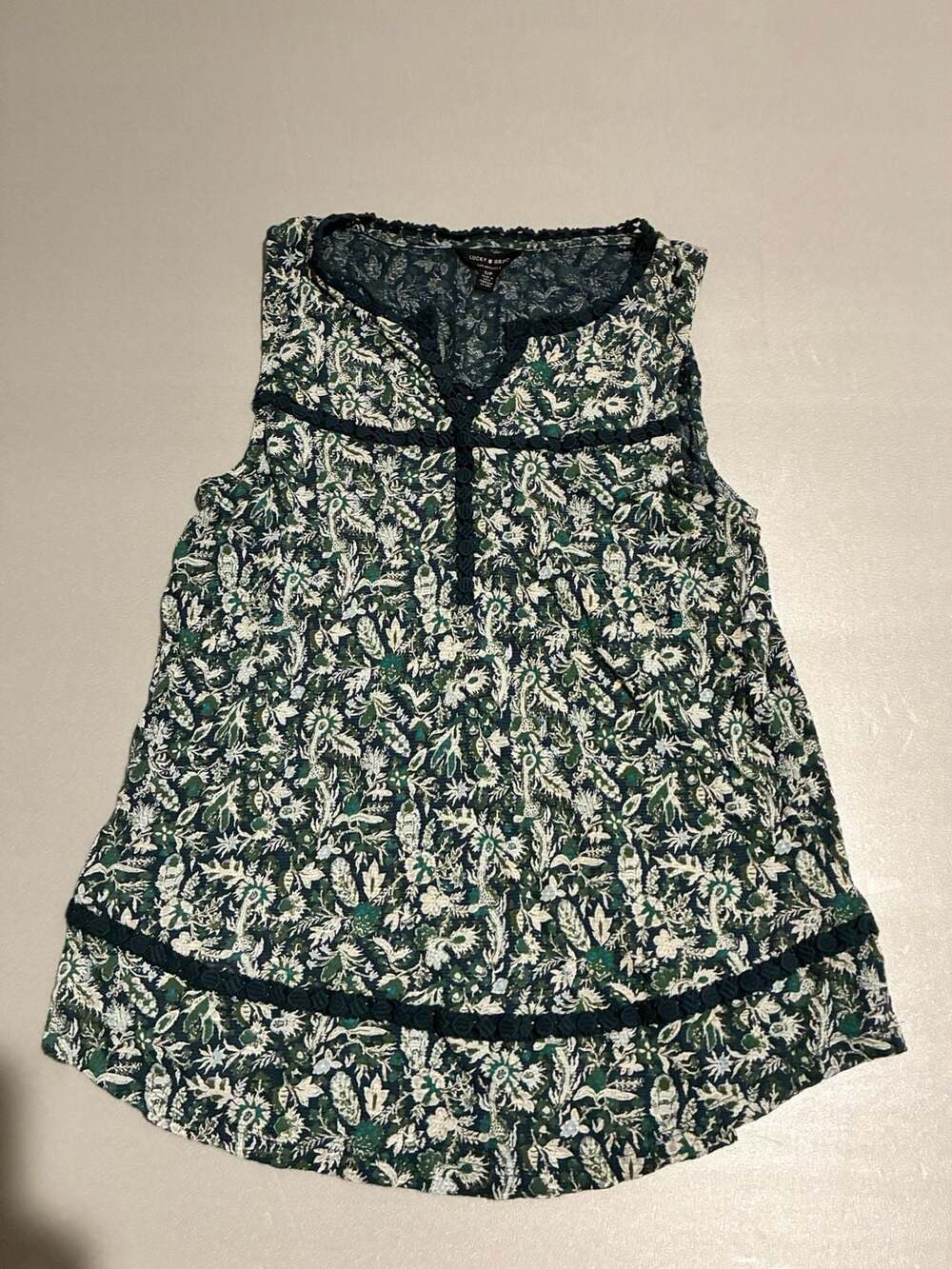 Lucky Brand Sleeveless Floral Tank Top Size S Green Blue